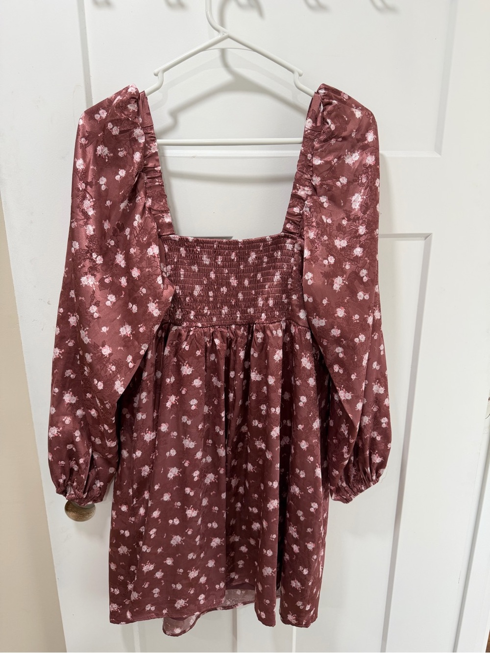 Crystal Doll Dusty Rose Floral Square-Neck Long Sleeve Dress - Picture 4 of 4